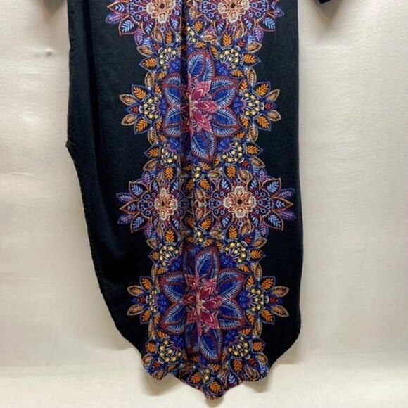 Cable & Gauge Long Tunic Women's Small Black Floral Print 3/4 Roll Tab Sleeves - Picture 5 of 11